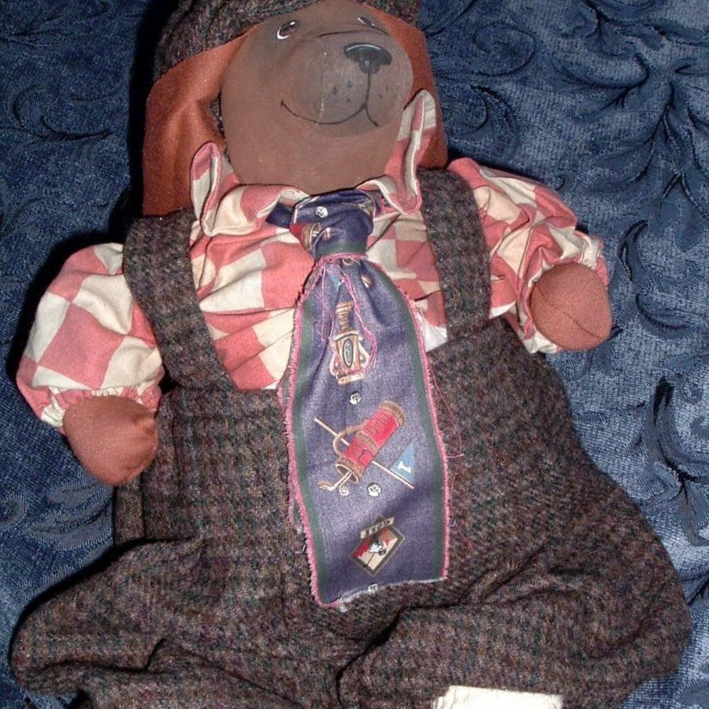 Janimal Jan Shackelford animal doll 18" golf dog dachshund signed handmade OOAK